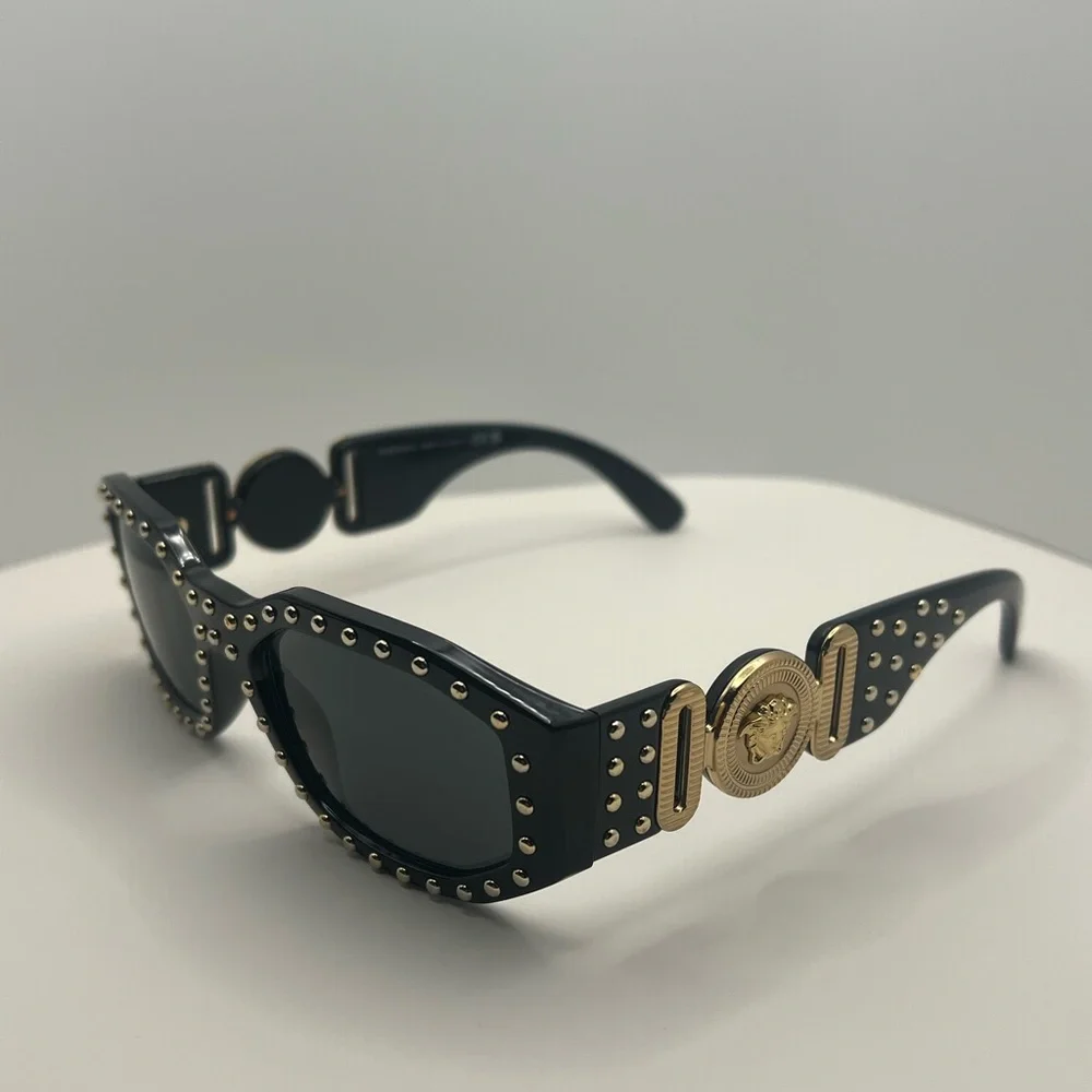 Versace Black Sunglasses with Gold Medusa Logo - Picture 3 of 6